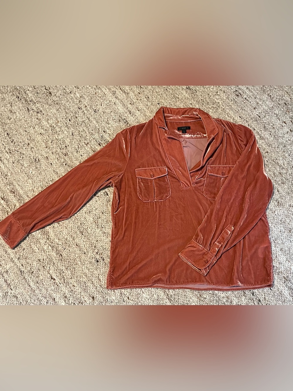 J. Crew Velvet Shirt- Dusty Coral
